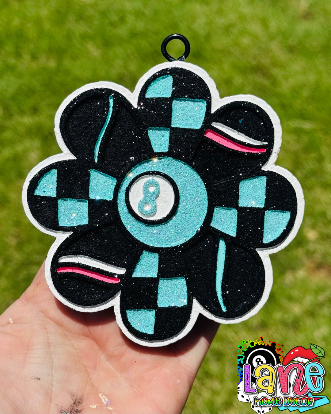 Custom Groovy Checkered 8 Ball
