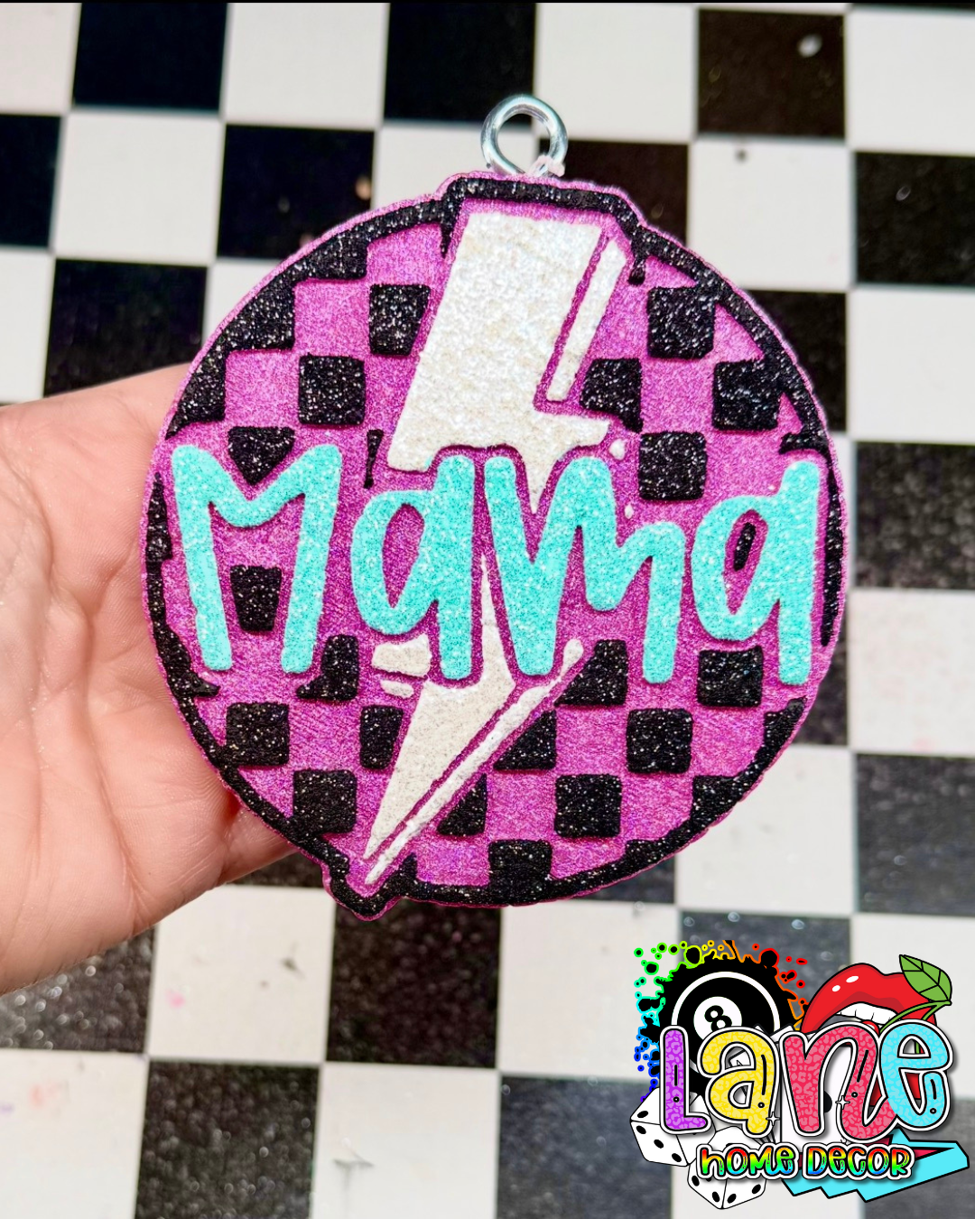 Custom Checkered Mama w/lightening bolt