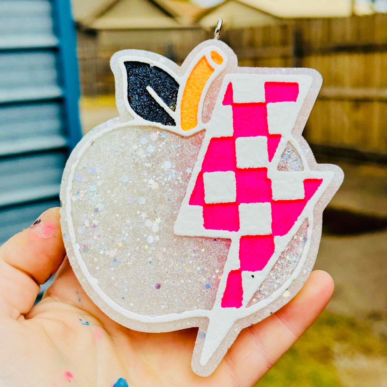 Custom Checkered Lightning Bolt Apple