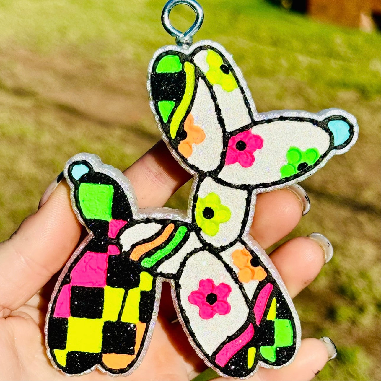 Custom Groovy Checkered Balloon Dog