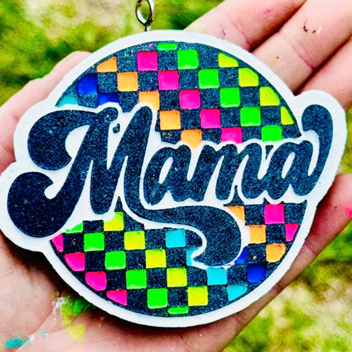 Custom Checkered Mama Circle