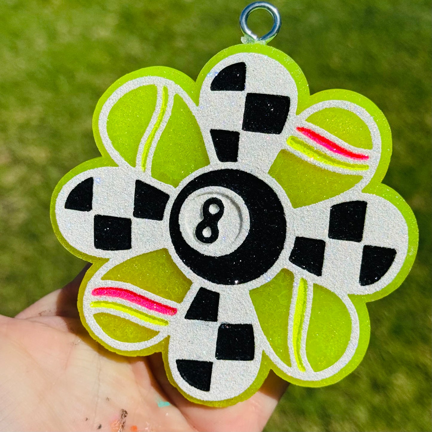 Custom Groovy Checkered 8 Ball