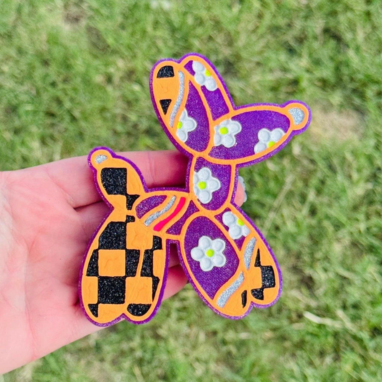 Custom Groovy Checkered Balloon Dog