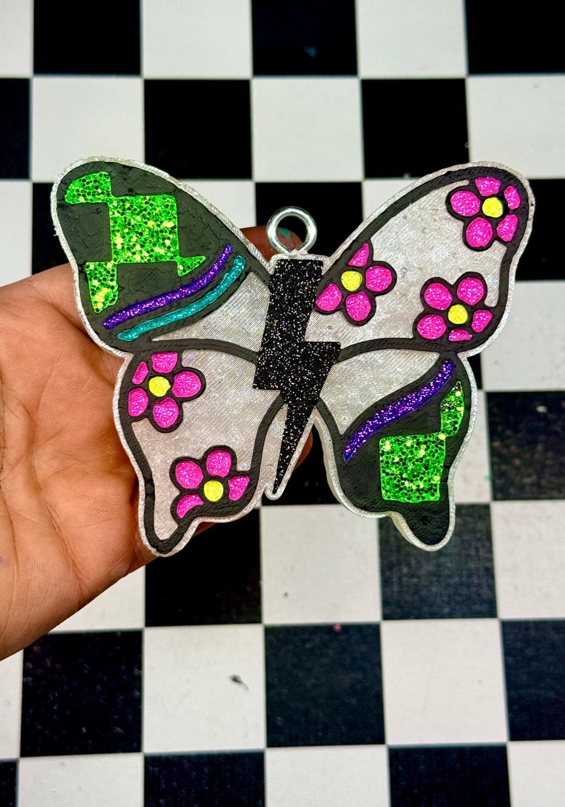 Custom Groovy Checkered Butterfly