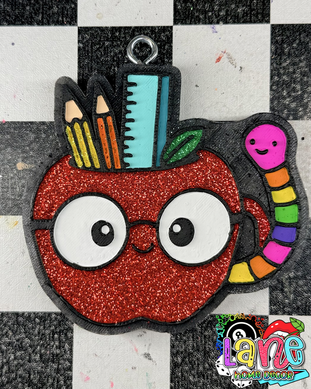 Custom Teacher Apple w/Worm