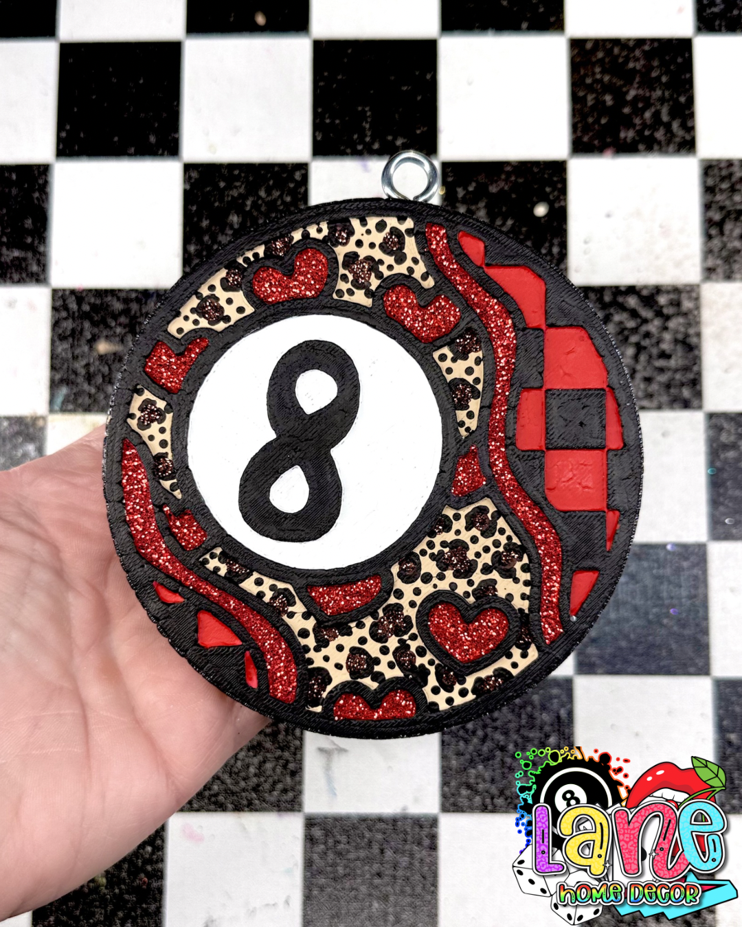 Check/heart 8 ball RTS • sugared suede