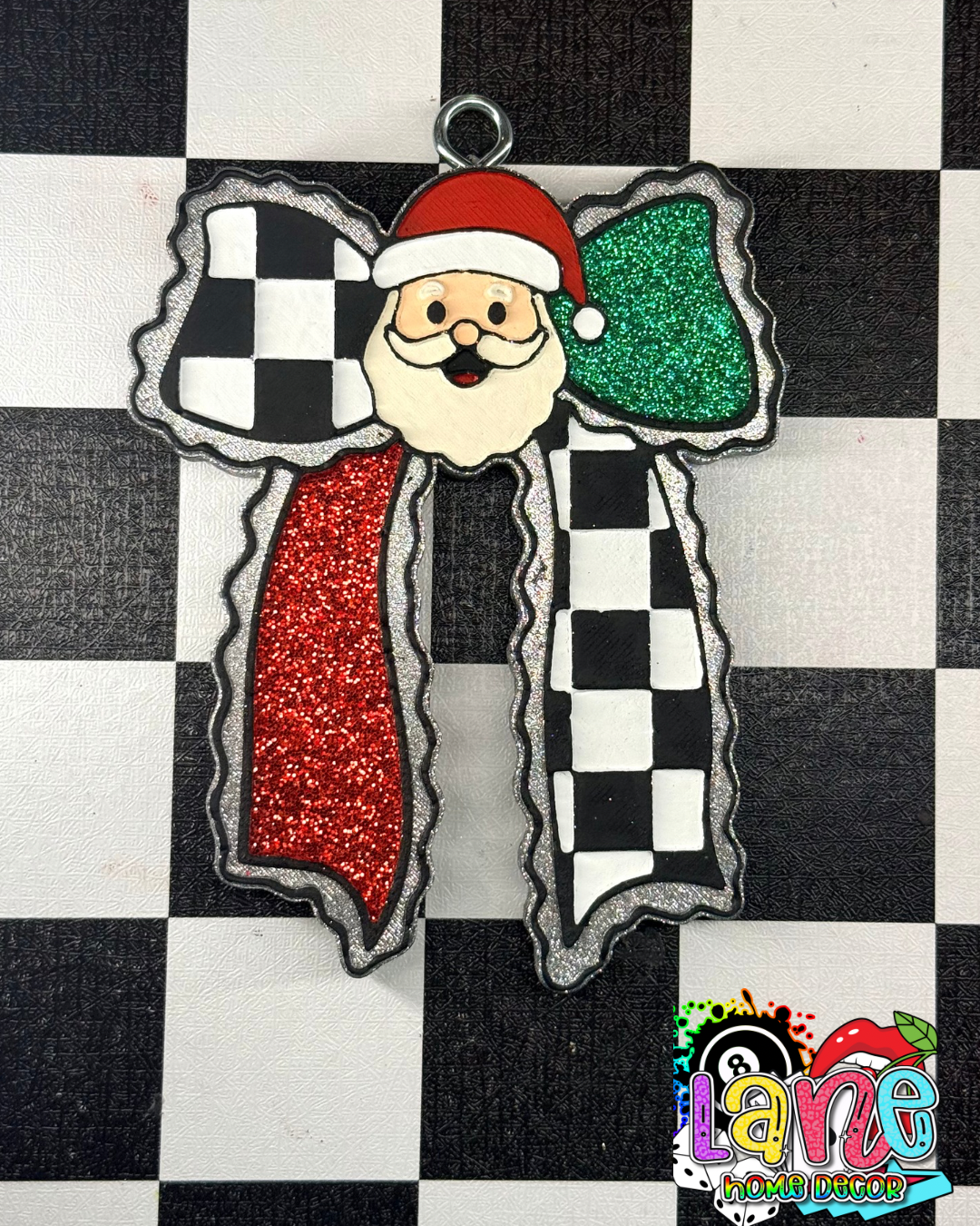 Custom Checkered Santa Bow