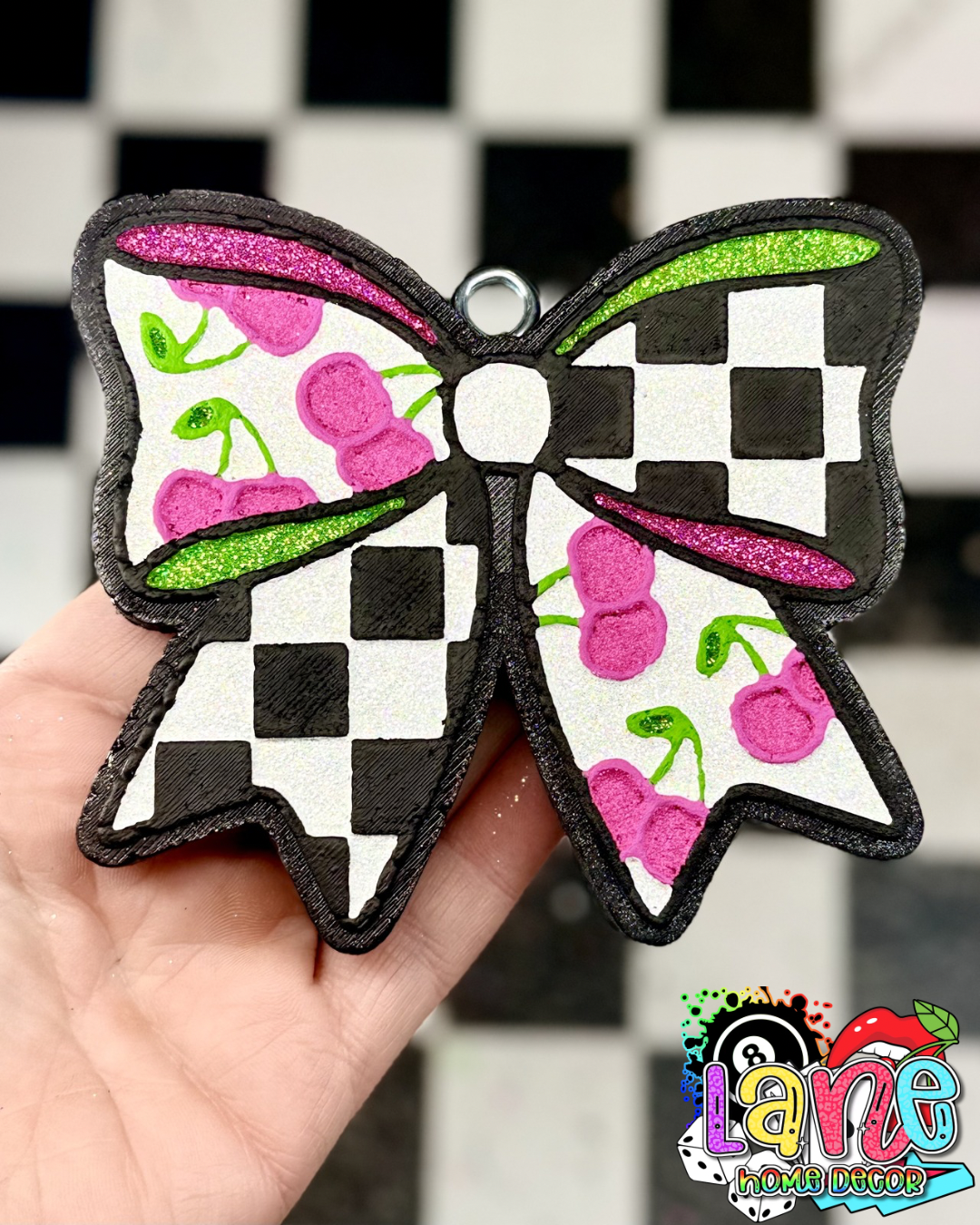 Cherry check bow RTS • Aqua di gio