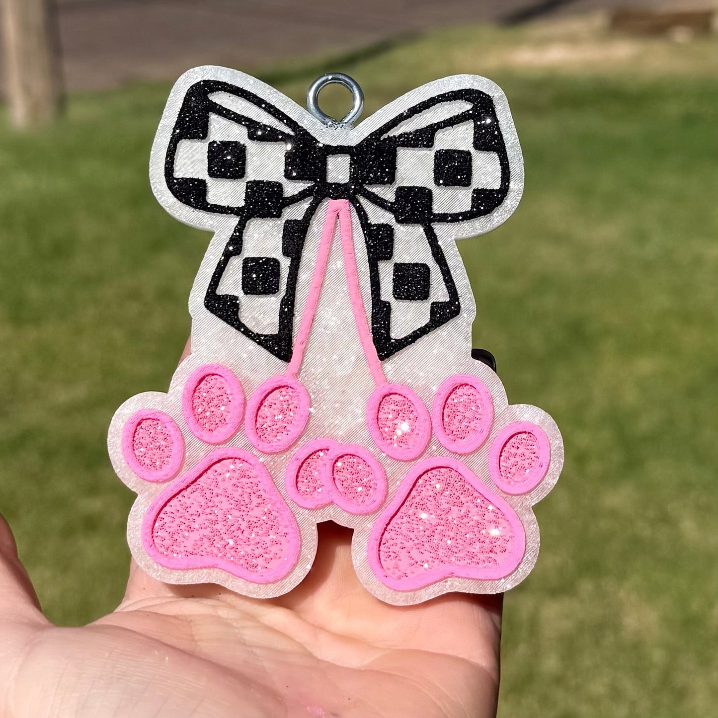 Custom Paw Prints w/Check Bow