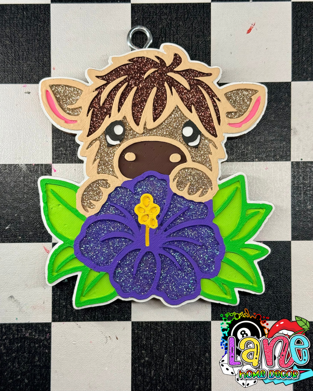 Custom Floral Highland Cow
