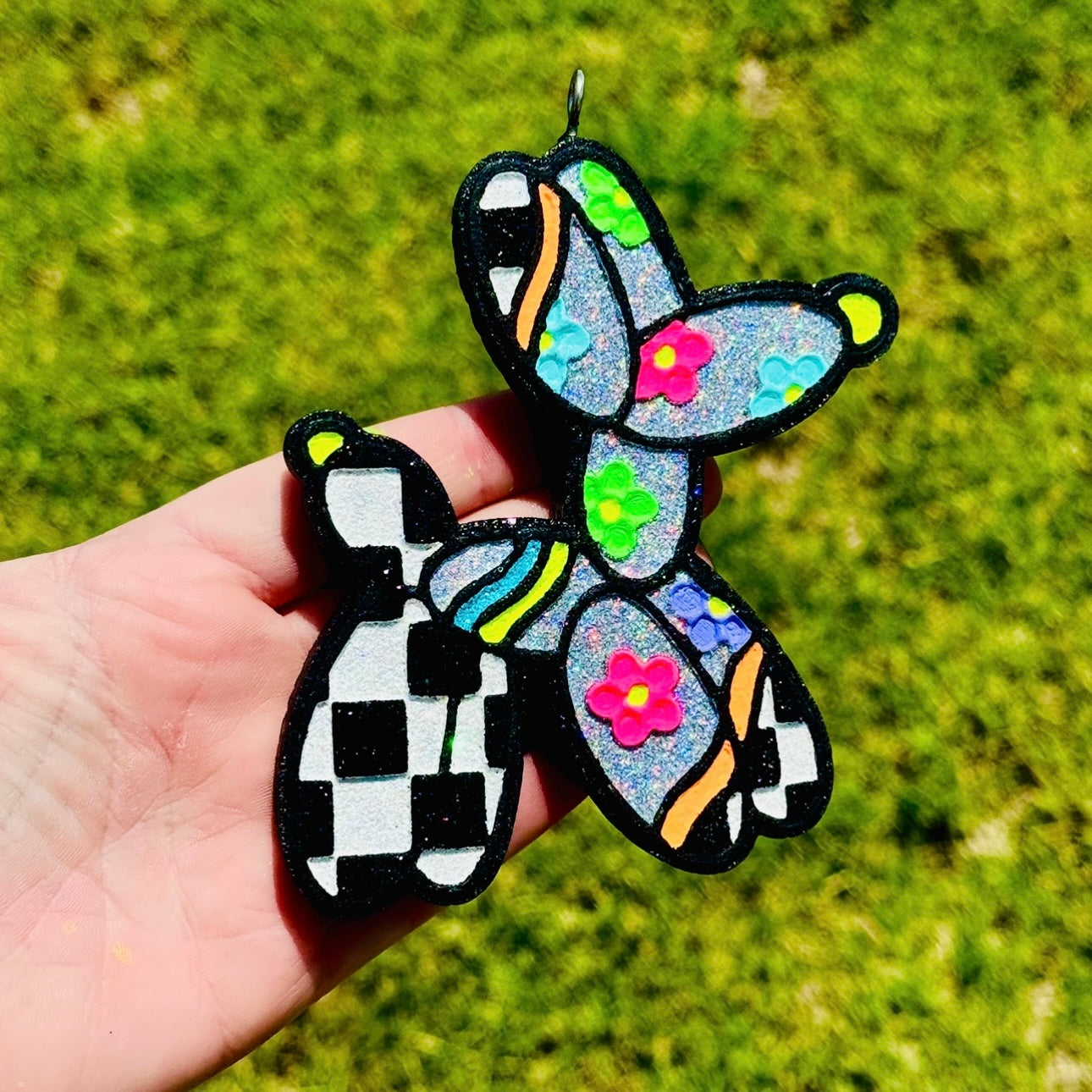 Custom Groovy Checkered Balloon Dog