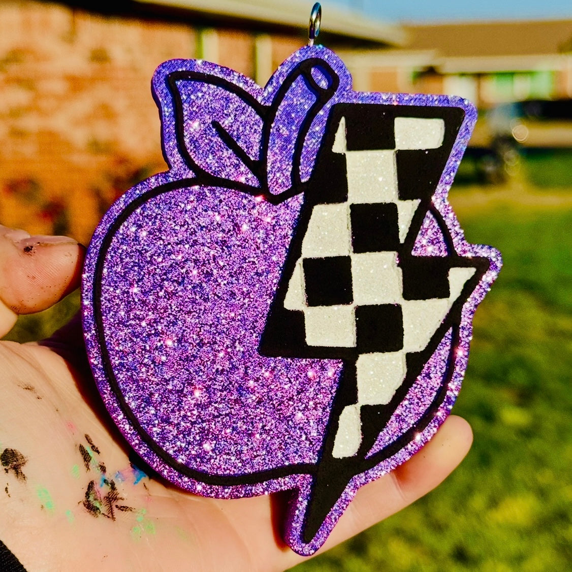 Custom Checkered Lightning Bolt Apple