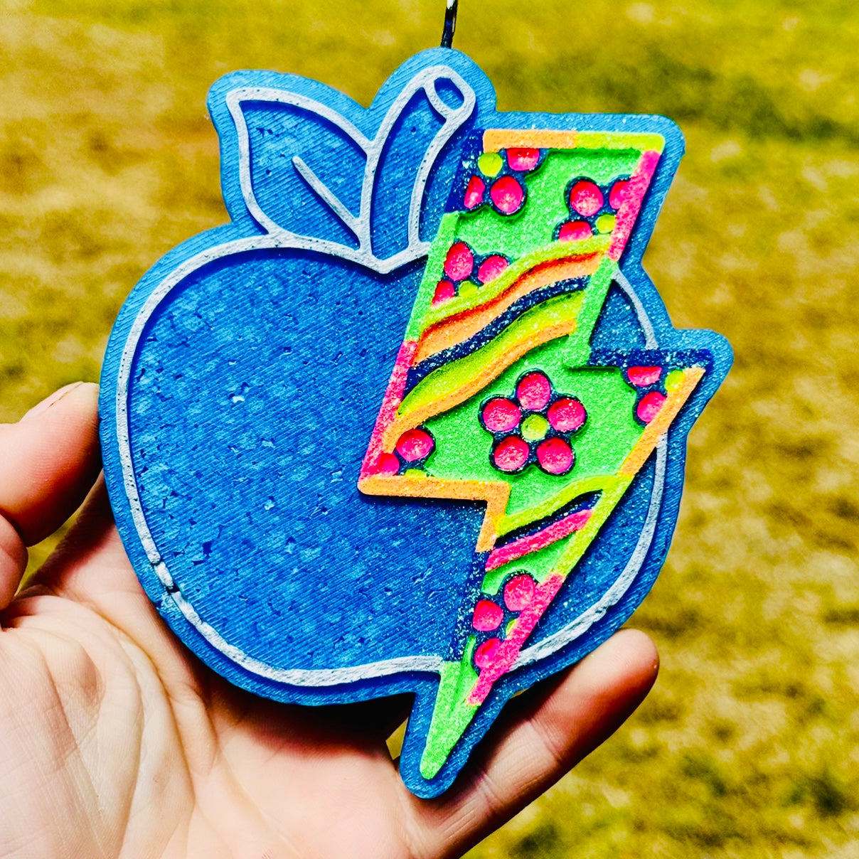 Custom Groovy Lightning Bolt Teacher Apple