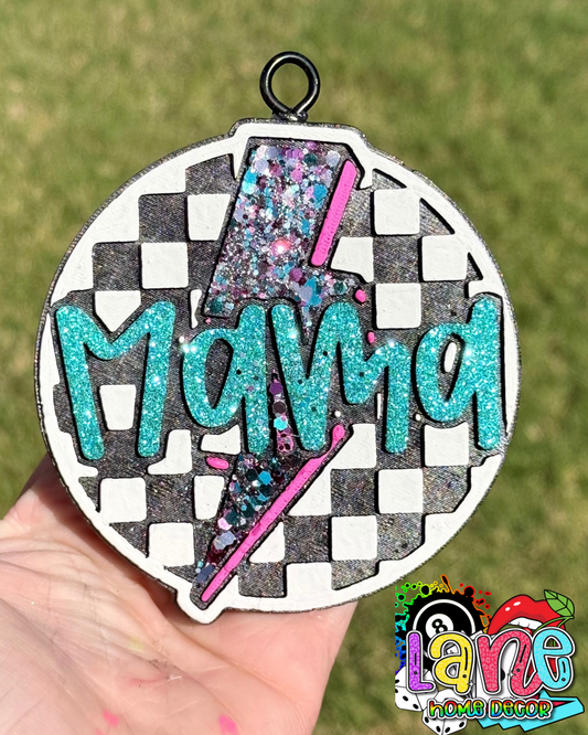 Custom Checkered Mama w/lightening bolt