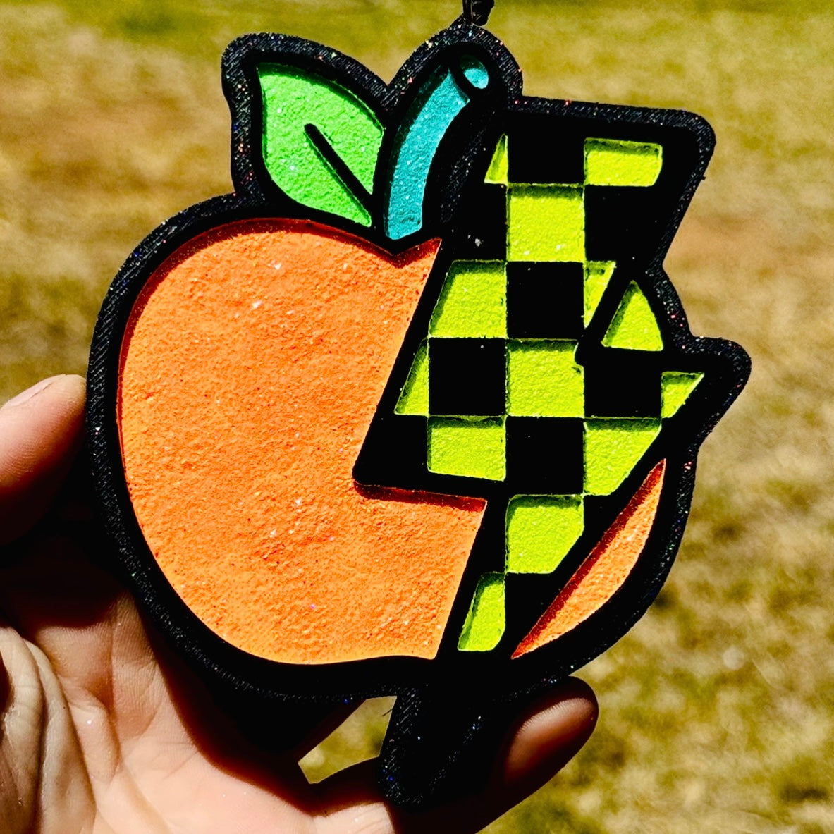 Custom Checkered Lightning Bolt Apple