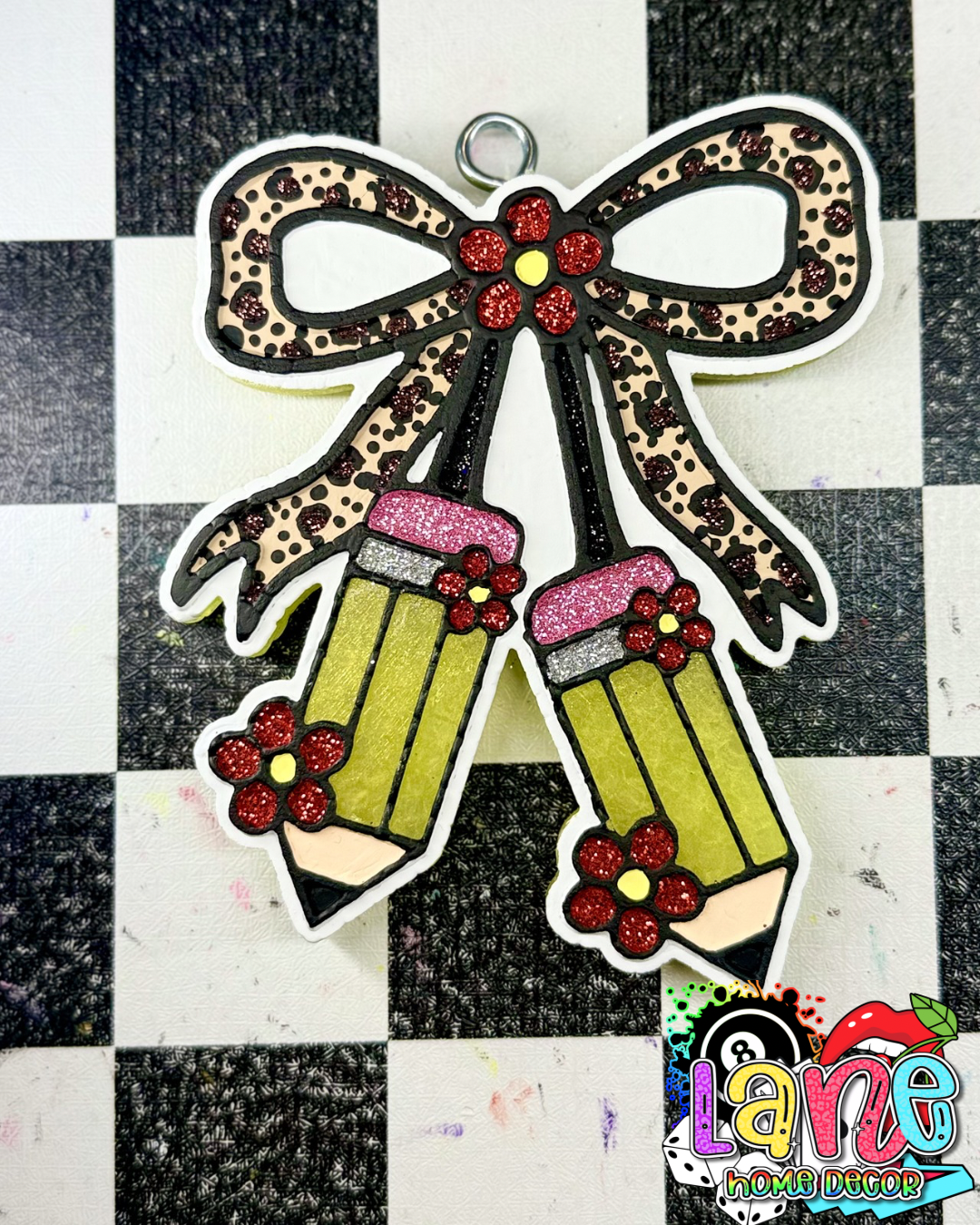 Custom Teacher Pencil Cherries w/Bow