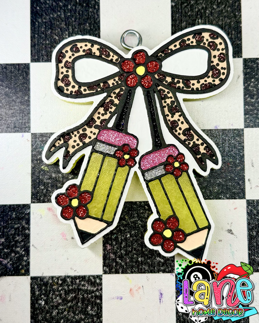 Custom Teacher Pencil Cherries w/Bow