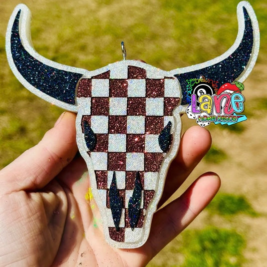 Custom Checkered Bull Skull
