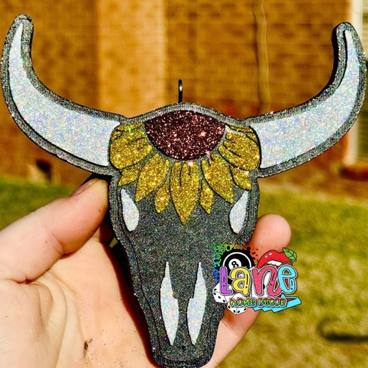 Custom Sunflower Bull Skull