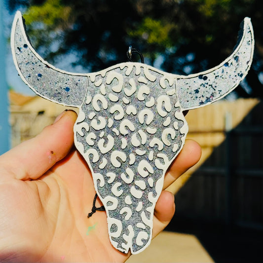 Custom Leopard Print Bull Skull