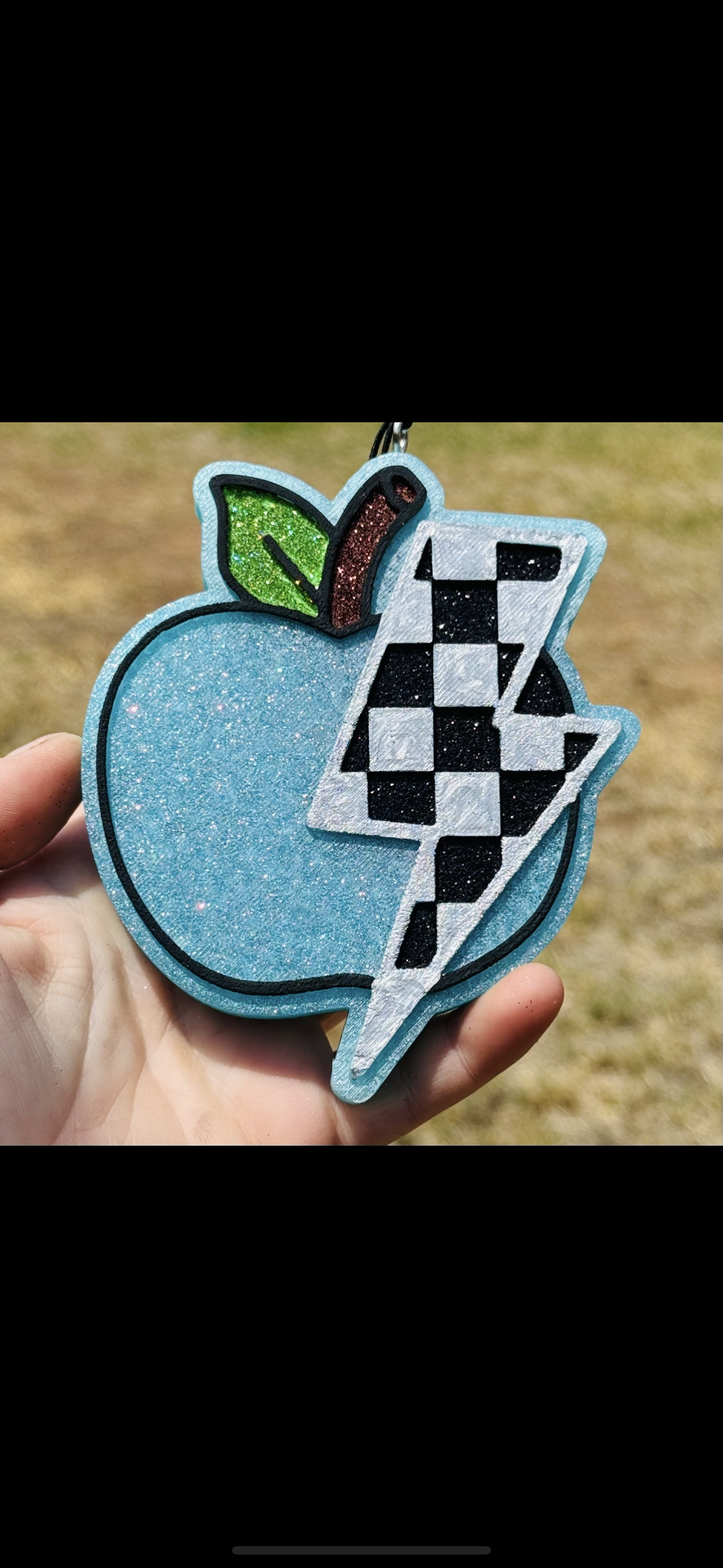 Custom Checkered Lightning Bolt Apple