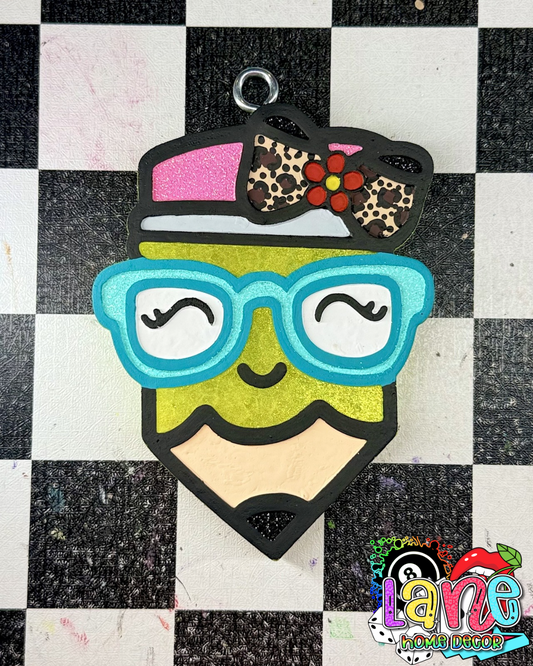 Custom teacher Pencil w/glasses