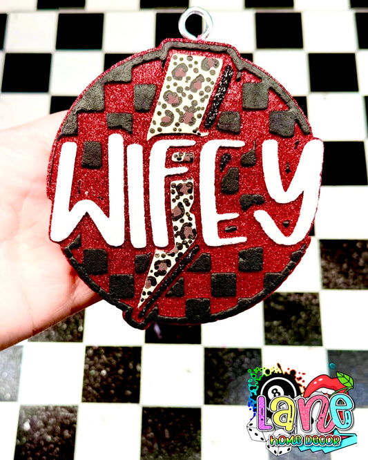 Custom Checkered Wifey w/lightening bolt