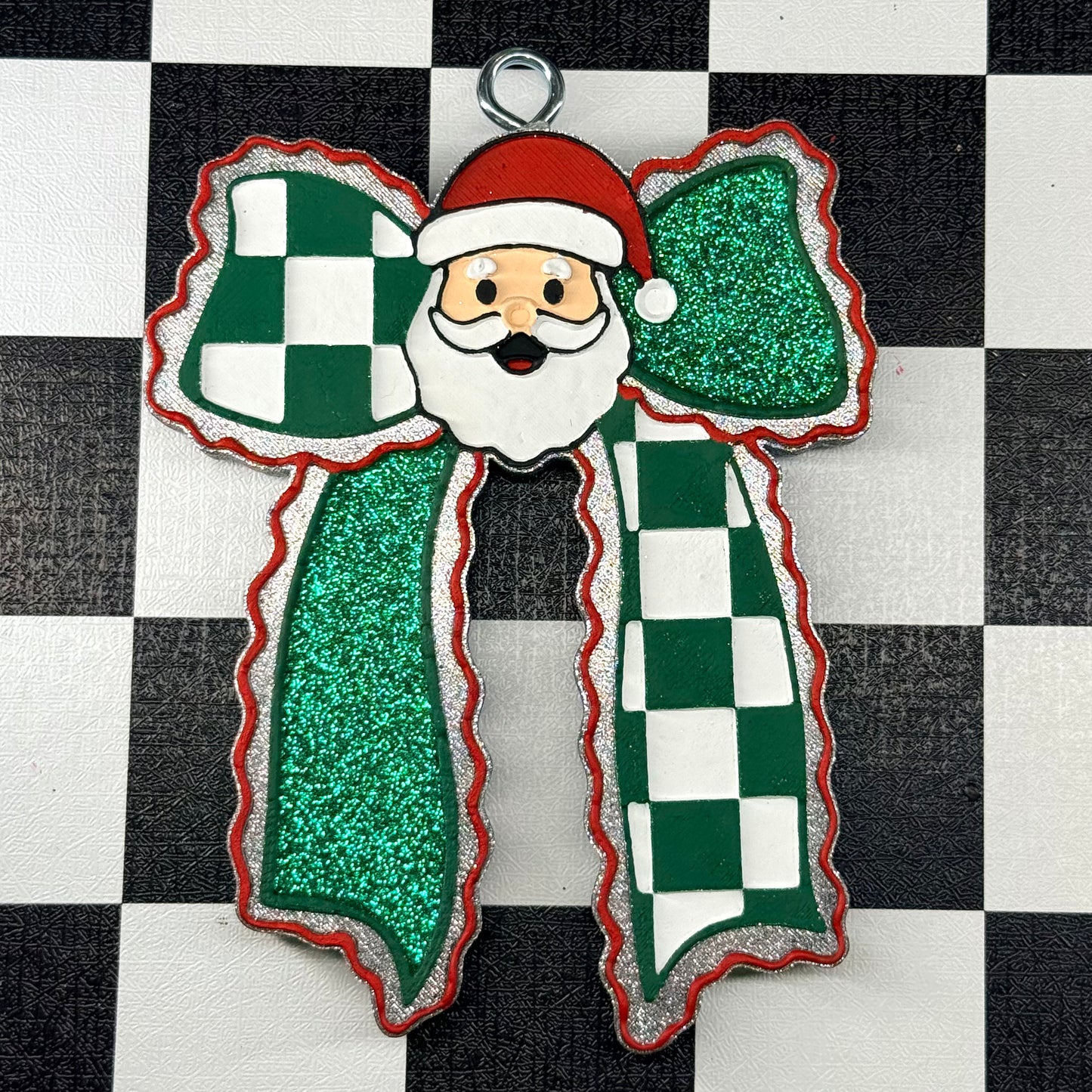 Custom Checkered Santa Bow