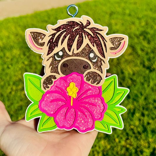 Custom Floral Highland Cow