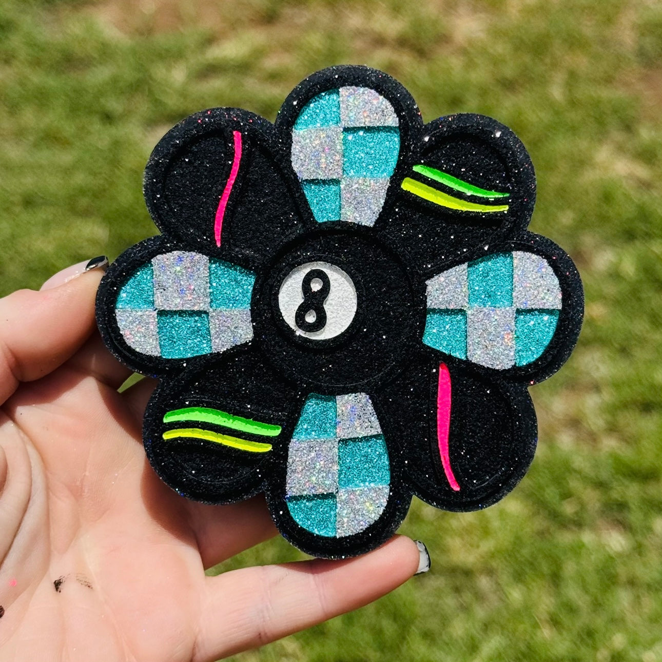 Custom Groovy Checkered 8 Ball