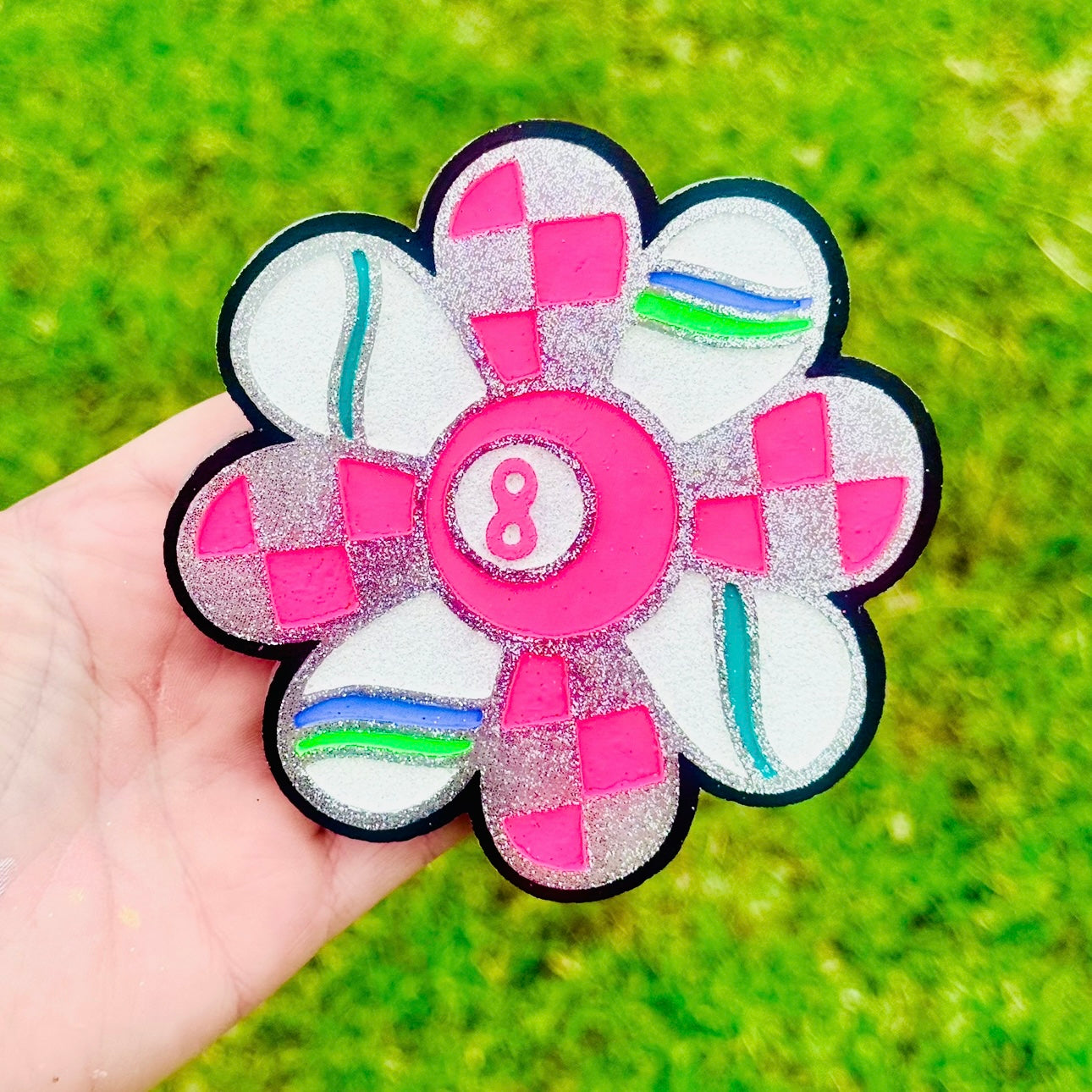 Custom Groovy Checkered 8 Ball