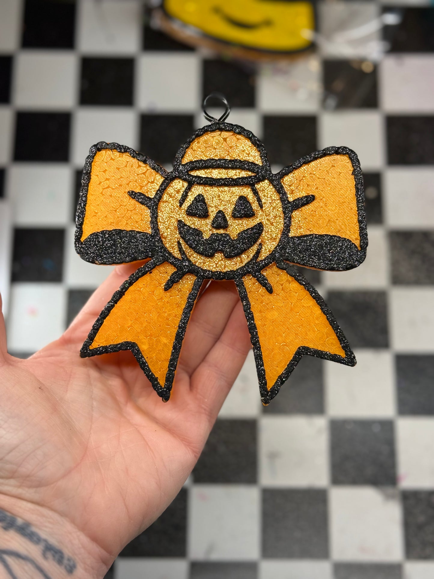 Jack o lantern bow RTS • white caramel macchiato