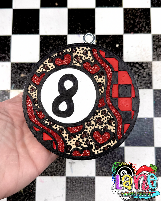 Check/heart 8 ball RTS • sugared suede