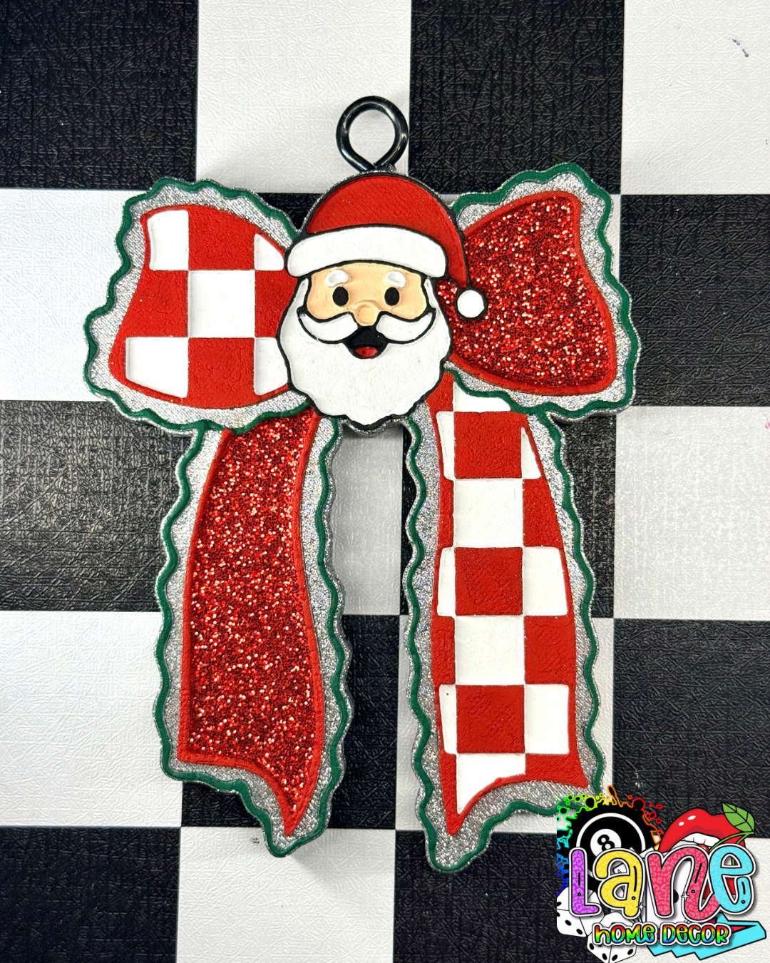 Custom Checkered Santa Bow