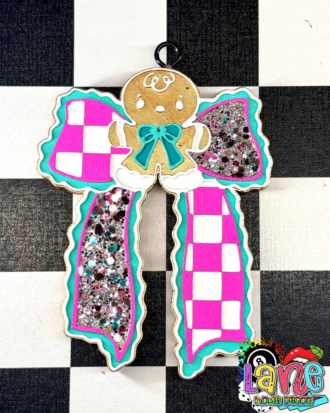 Custom Checkered Gingerbread Bow