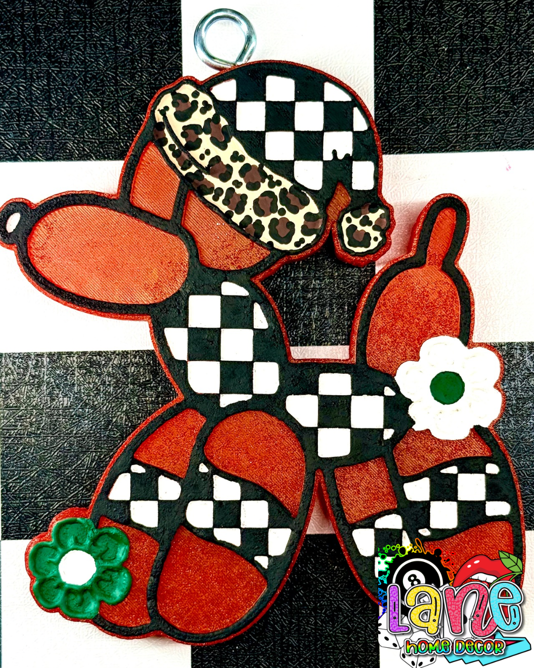 Custom Santa Checkered Balloon Dog