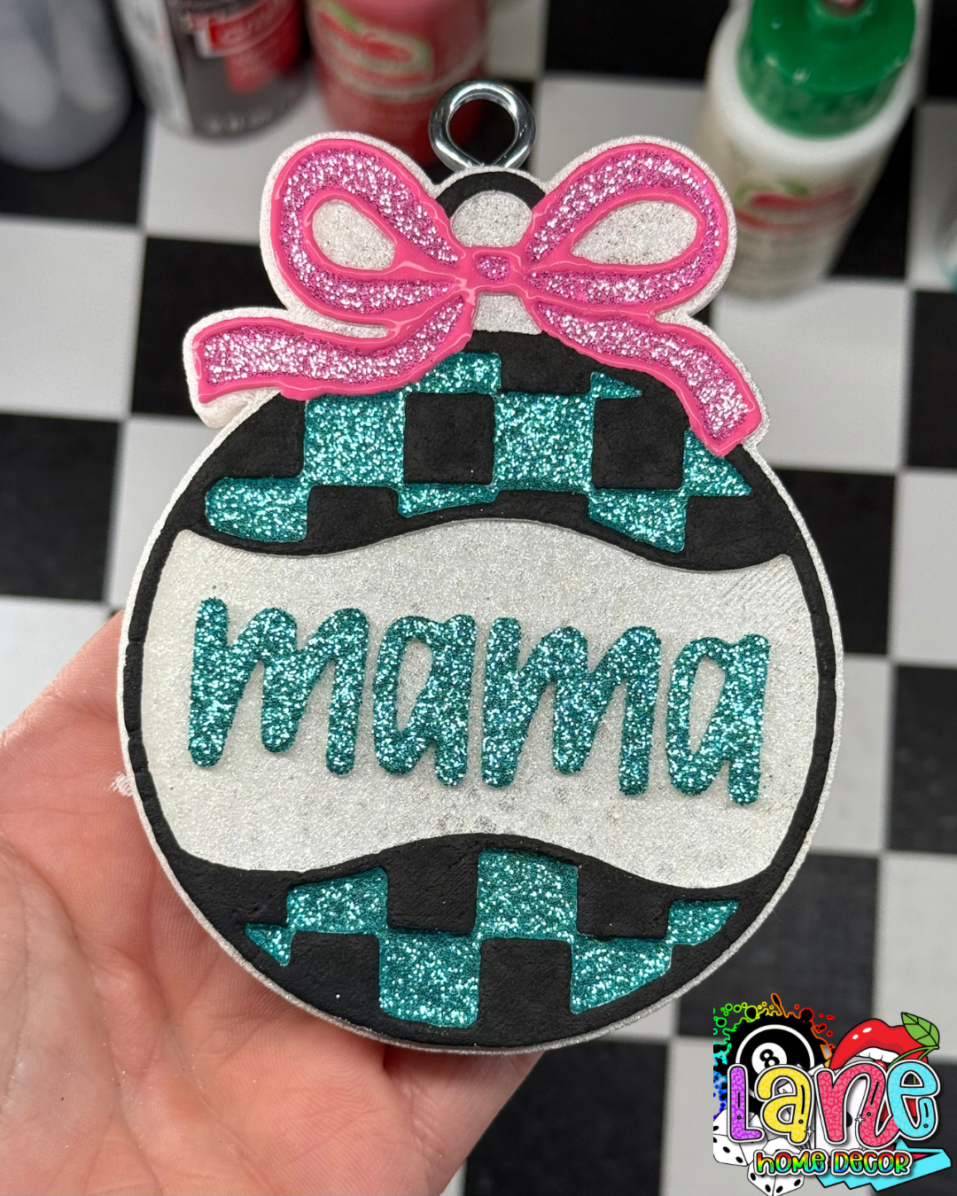 Custom Checkered Mama Ornament