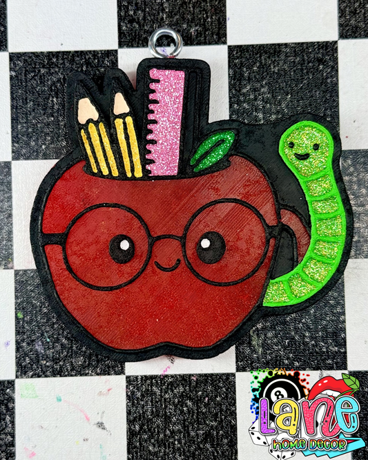 Custom Teacher Apple w/Worm