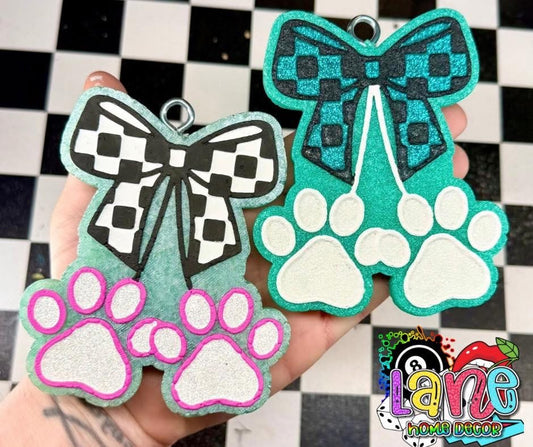 Custom Paw Prints w/Check Bow