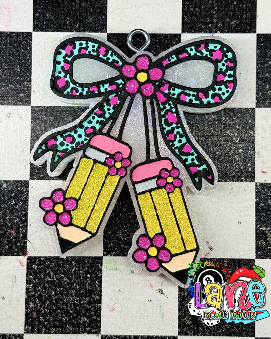 Custom Teacher Pencil Cherries w/Bow