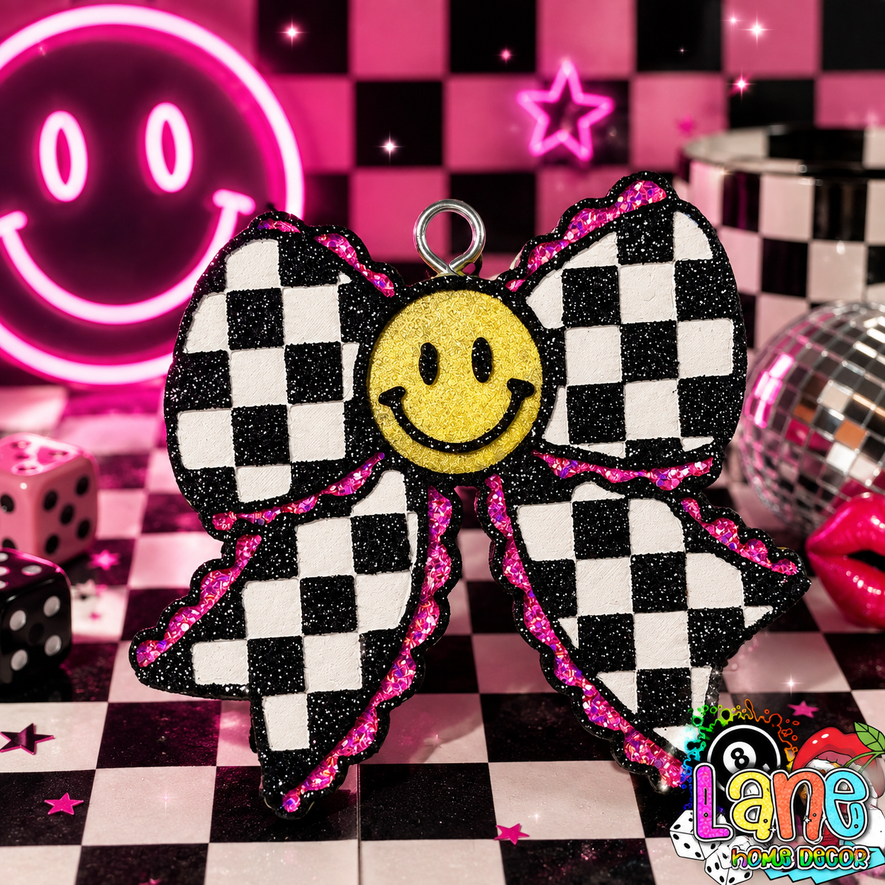 Custom Check Smiley Bow